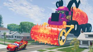 Giant Roller Monster Truck Mack Carnivore VS Lightning McQueen Car Breakthrough Beamng.Drive screenshot 1