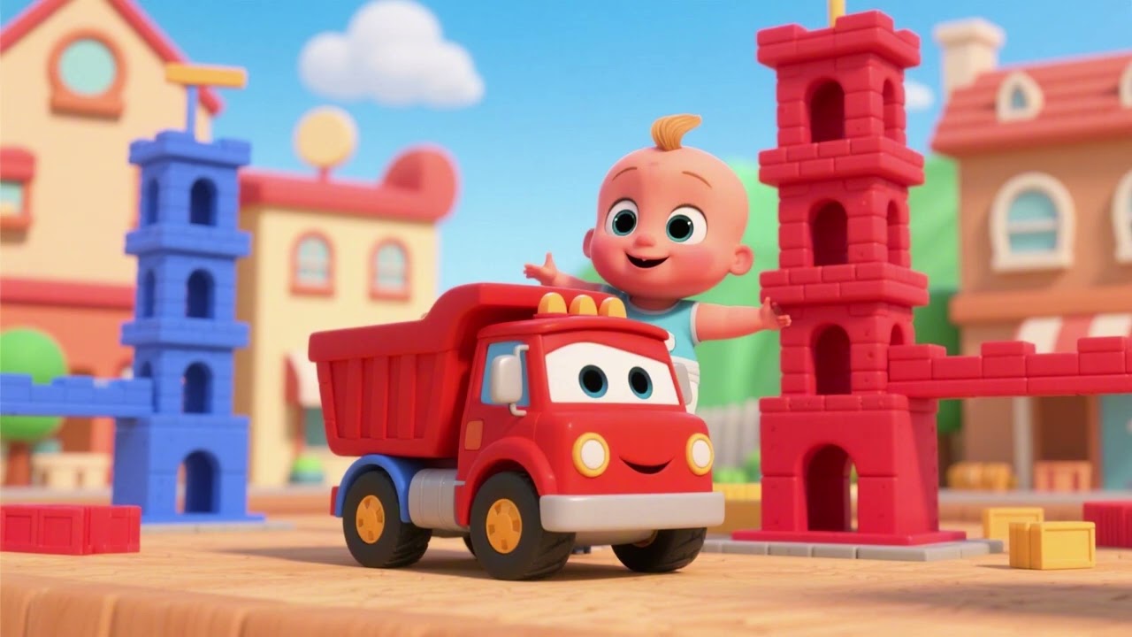 Baby Truck Builds Red & Blue Towers 🚚🔴🔵 | Counting & Colors Song for Kids