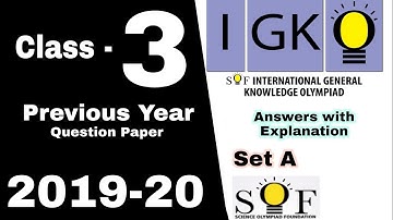 IGKO Class 3 Question Paper 2019-20, International General Knowledge Olympiad