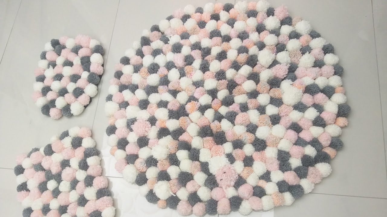 ÖRMEK YOK DİKMEK YOK😮💯HERKESİN YAPABİLECEĞİ PONPONLU HALI PASPAS