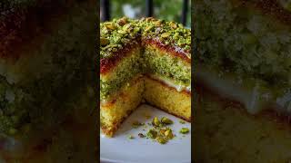 Pistachio Basbousa Layer Cake