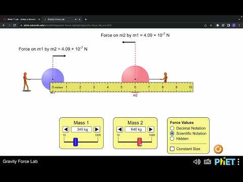 Explanation and Walkthrough of Gravity Force Lab from PHET
