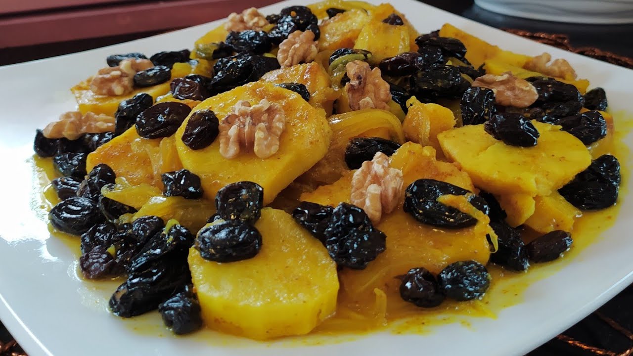 طاجين البطاطا الحلوة بالزبيب 🍠وصفة خطيرة بدون لحوم و سهلة التحضير