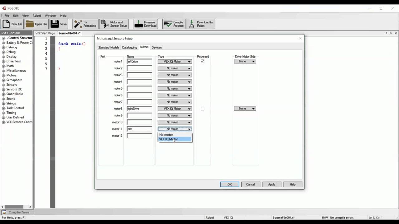 how to code in robotc