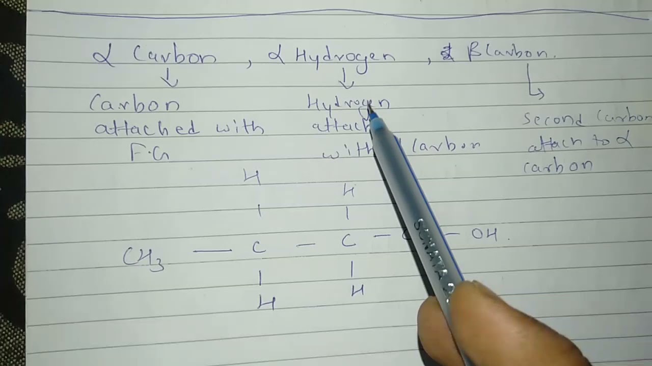 Alpha Carbon Alpha Hydrogen and Beta carbon in English Basic organic