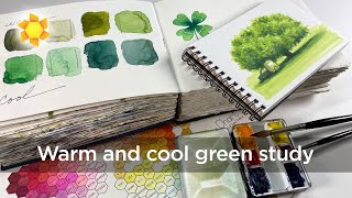Warm and cool greens: part 1, Watercolor and Copic