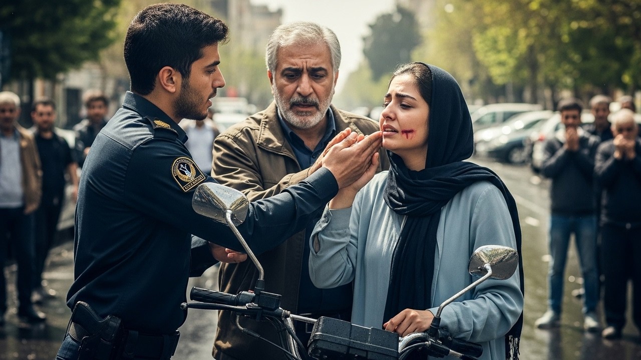 افسر پلیس - به صورت دختر سیلی زد - غافل از اینکه او همان ناجی‌اش بود