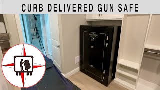 RELOCATION AND INSTALLATION OF A 1,008 LBS CURB DELIVERED GUN SAFE INTO A CLOSET by help2move 762 views 2 years ago 1 minute, 30 seconds