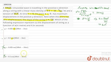 A `200 Hz` sinusoidal wave is travelling in the posotive x-direction along a string with a linea...