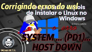 Corrigindo erro do WSL depois que instalou, o erro system...(PD1) host down