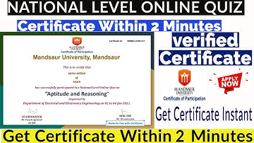 National Level Online Quiz on "Aptitude and Reasoning" | Get Free Certificate With In 2 Min | Free