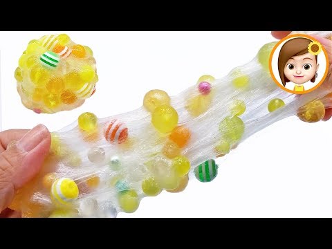 【ASMR】ビーズをたくさん入れてキャンデースライム作ったよ♪　Candy Slime with Beads