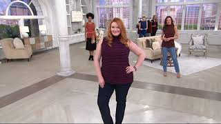 Susan Graver Weekend Solid & Striped Cotton Modal Set of 2 Tops on QVC