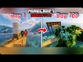 We Survived 100 Days on a Tiny Raft in Minecraft! 🌊 #Minecraft100Days