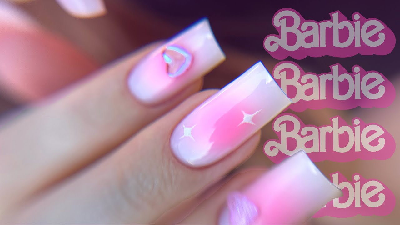 Nails Barbie 💗 airbrush, et je rallonge sans chablon ehe 