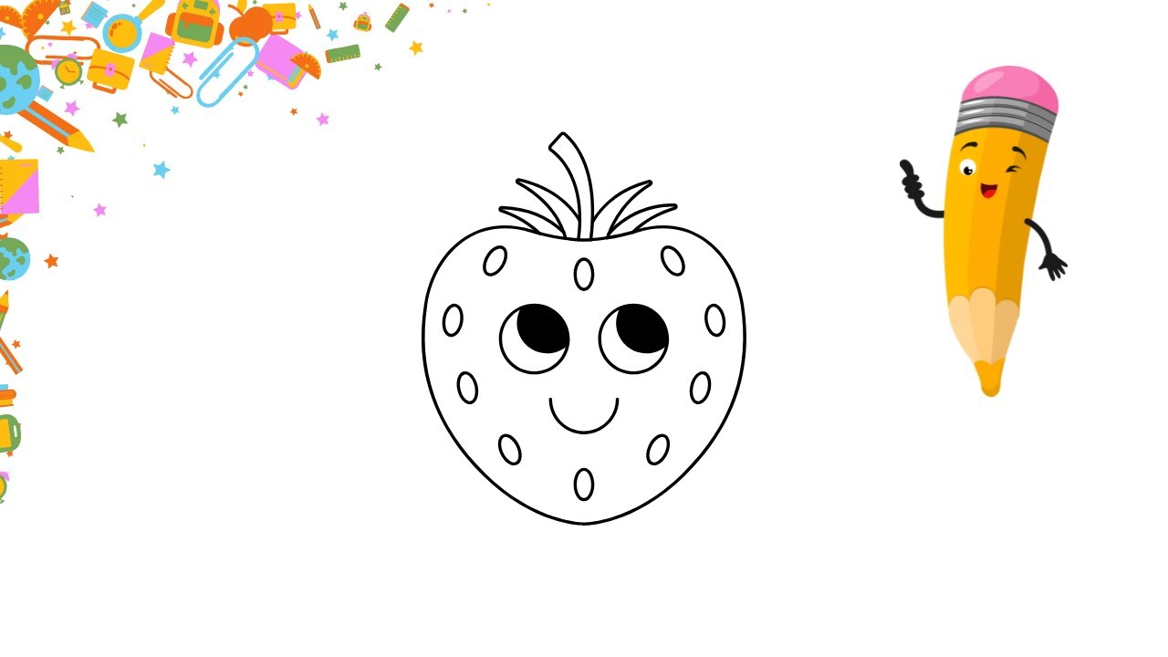 How to draw cute Strawberry | Easy drawing for kids and beginners - YouTube