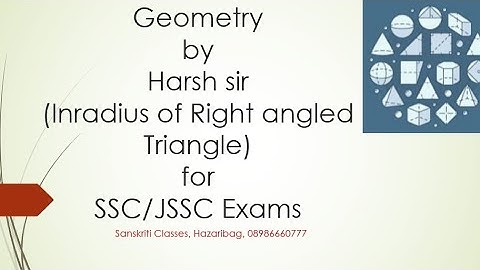 Geometry Lecture 10 (Inradius of Right angled triangle) for SSC/JSSC Exams