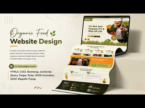 Organic Food Business Website Design in HTML CSS & Bootstrap | Modern Responsive Template