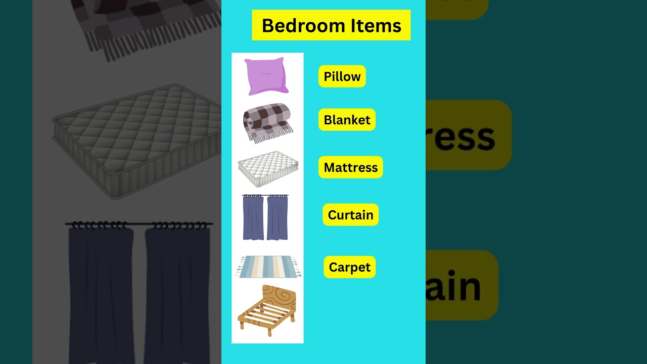 Bedroom Items Vocabulary in English | Learn Daily Home Words