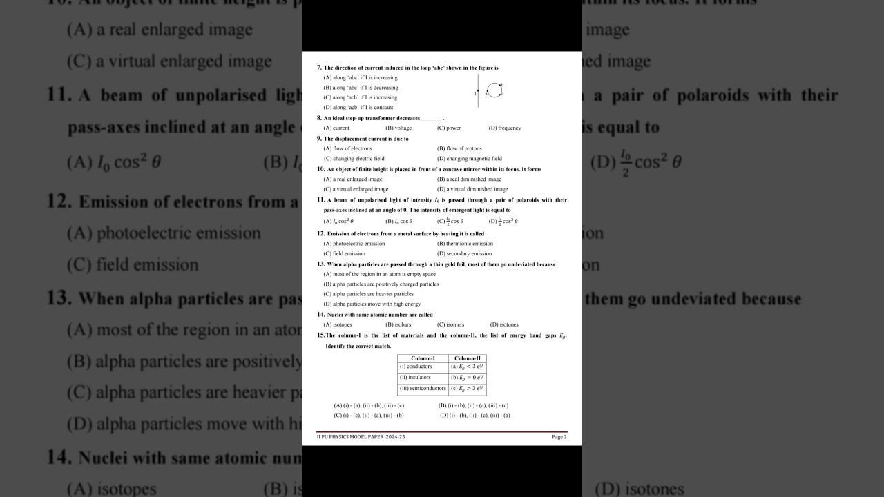 physics class 12th question paper 