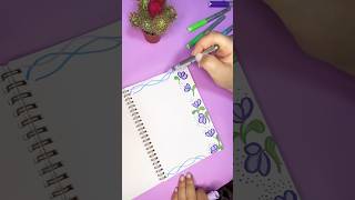 Easy and simple border design 💜🌿#youtubeshorts #art #borderdesign #drawing #satisfying