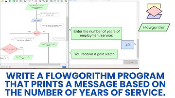 Write a flowgorithm program that prints a message based on the number of years of service.