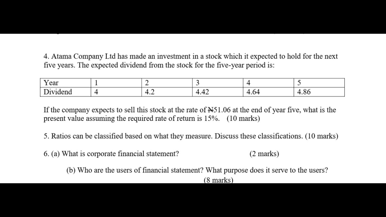 BUAD 804: STOCK VALUATION: Past Question Solved