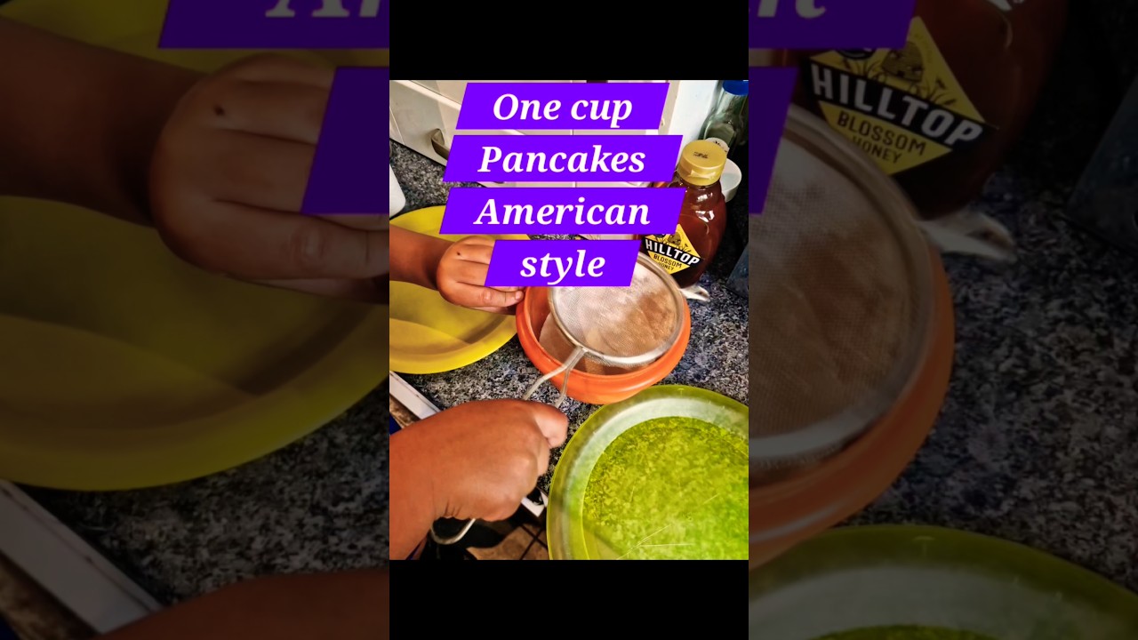 How to make One Cup Pancakes, (American style) father and son 