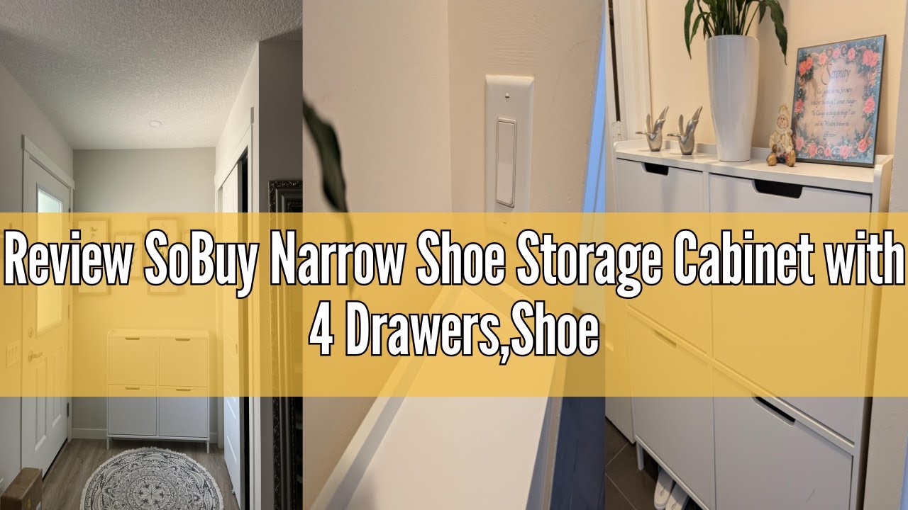 Review SoBuy Narrow Shoe Storage Cabinet with 4 Drawers,Shoe Rack for Entryway,Shoe Cupboard Organiz