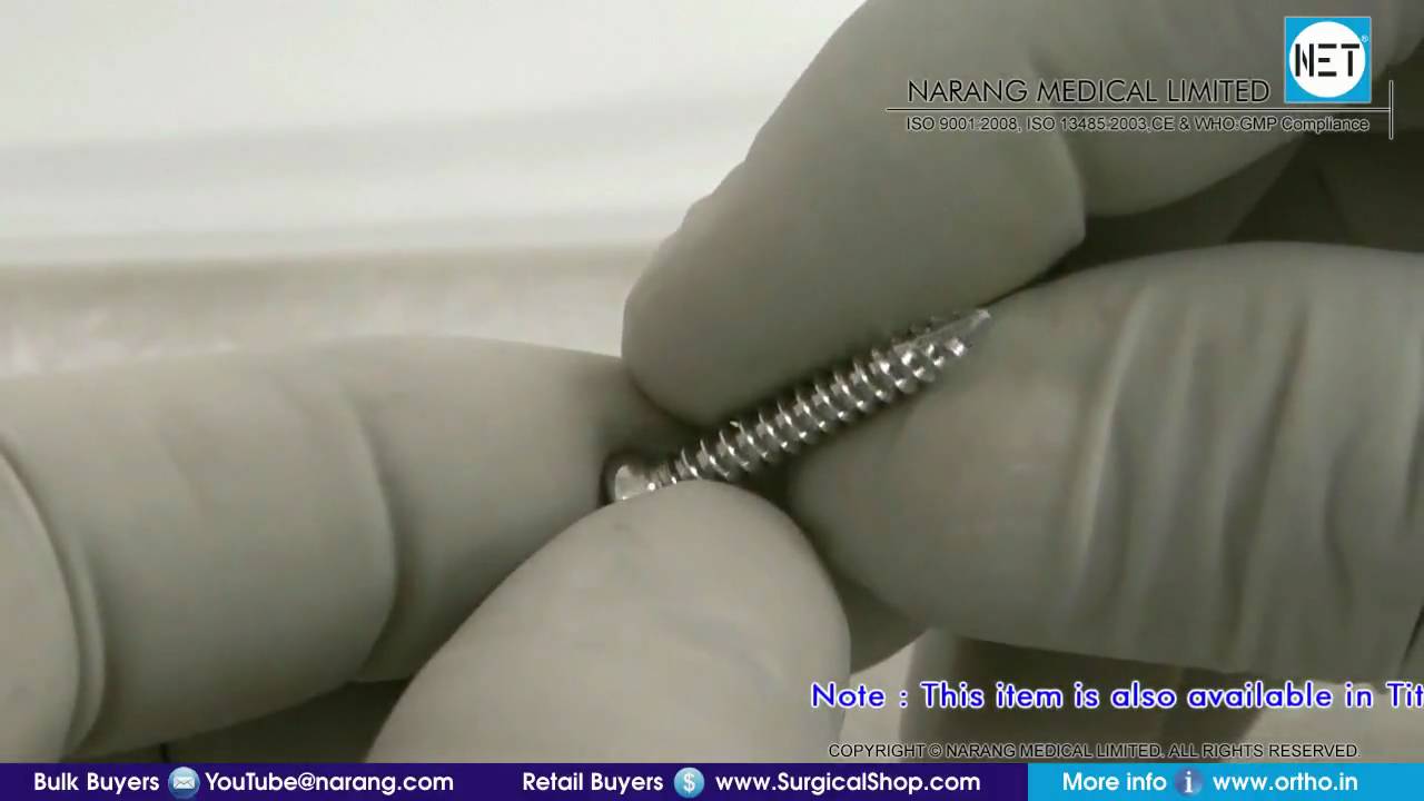 Cortical Screws, Dia 3.5mm, Self Tapping, Stainless Steel. Item Code: 102.210 to 102.250