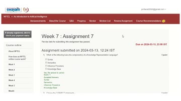 An Introduction to Artificial Intelligence NPTEL Assignment 7