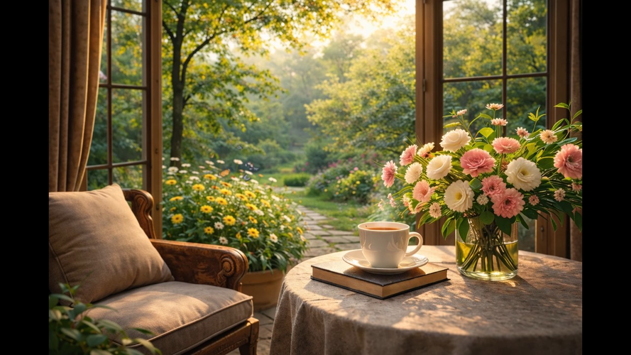 Spring Jazz Ambience | Bright Window Café for Morning Focus & Work (4 Hours)