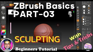 ZBrush Basics Pt. 03 | Sculpting | #zbrush #beginner #tutorial #basics #sculpting  #shortcutskeys