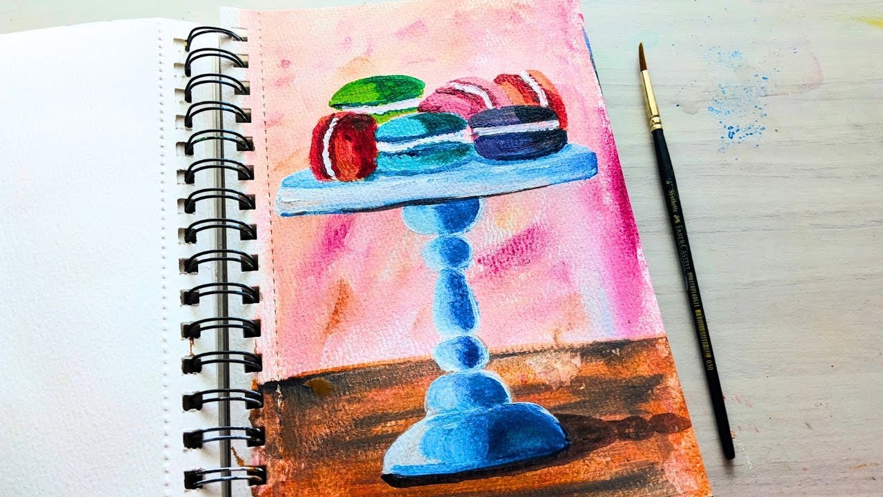How to paint Macaroons | Acrylic Still life painting for beginners ...