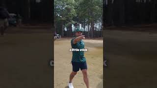 Trusting my caddie on a blind tee shot at Pinehurst #10