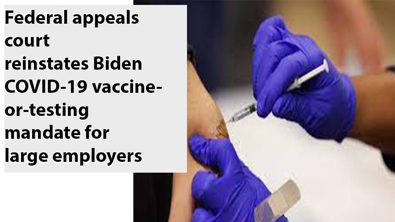 Federal appeals court reinstates Biden COVID 19 vaccine or testing ...