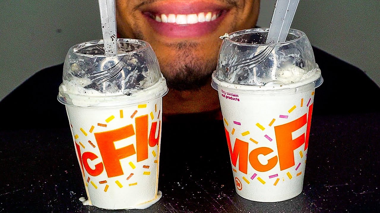 ASMR EDIBLE MCDONALD'S MCFLURRY CUP OREO M&M ICE CREAM EATING SHOW MOUTH SOUNDS NO TALKING