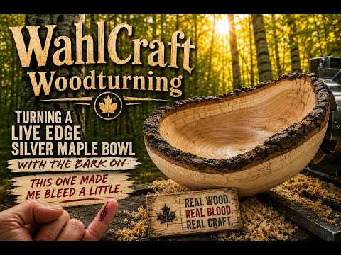 Woodturning a Live Edge Silver Maple Bowl, it makes me bleed.