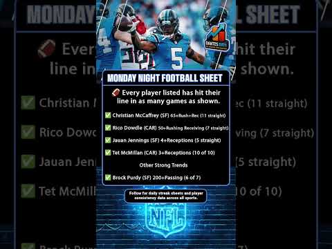 Monday Night Football Streak Sheet #nflbets