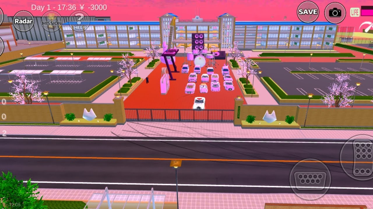 girls school with pink car || sakuraschoolsimulator