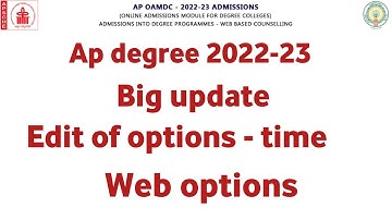 AP DEGREE 2022-23 OAMDC Web options & edit of options ✅ Ap degree latest news