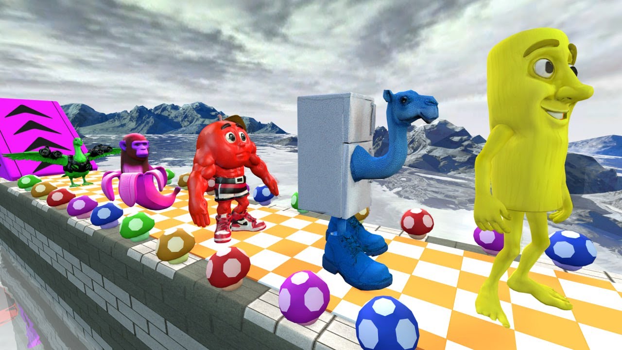 Long Slide Game With Cow Elephant Gorilla Hippopotamus Tiger - 3d Animal Game - Funny 3d Animals