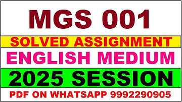 MGS 001 solved assignment 2025 in English || MGS 001 solved assignment 2025 || ignou MGS001 2025