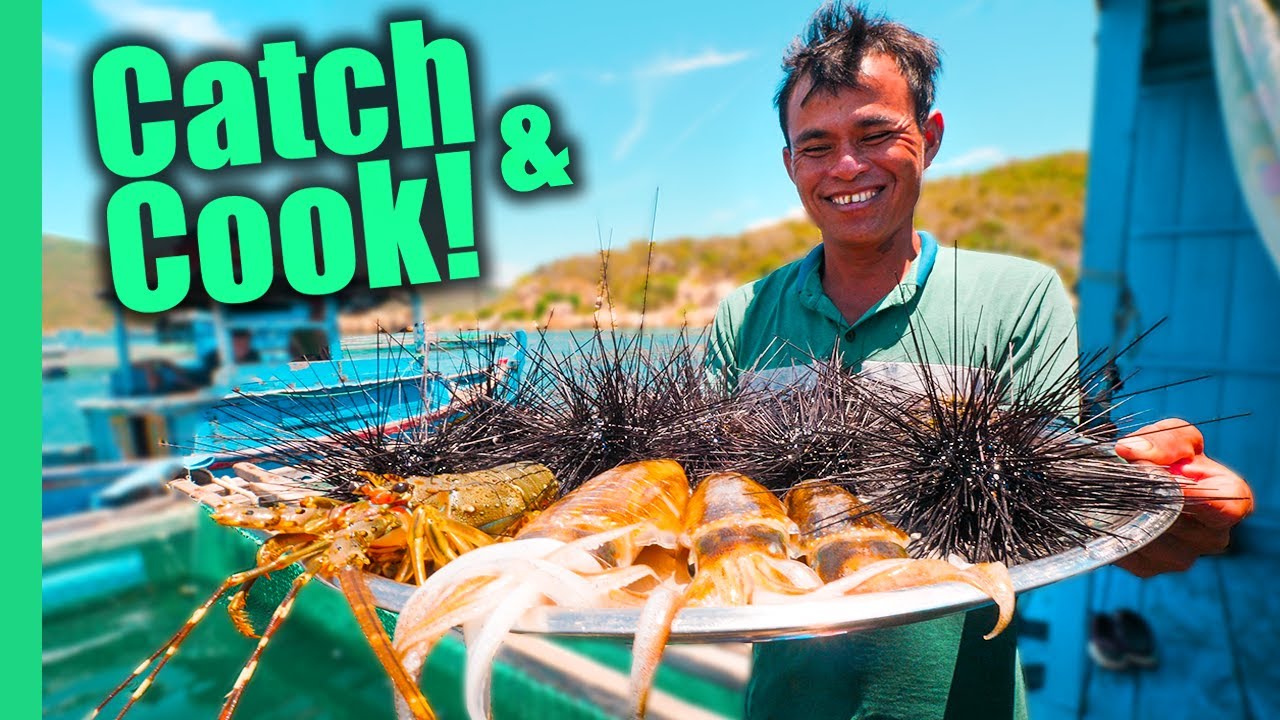 Vietnam’s Aquaman!! SPIKY Sea Urchin and Seafood FEAST!! | Surviving Vietnam Part 7