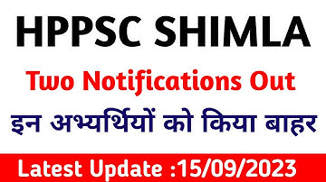 Hppsc Shimla Latest Notification Out || Two Notification Out||15 Sept 2023