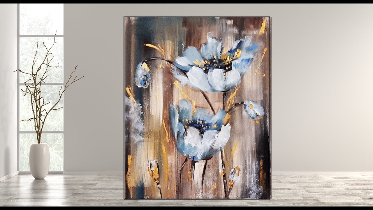 Very Easy Abstract Flowers Acrylic painting  for beginners / Realtime  /step by step / MariArtHome