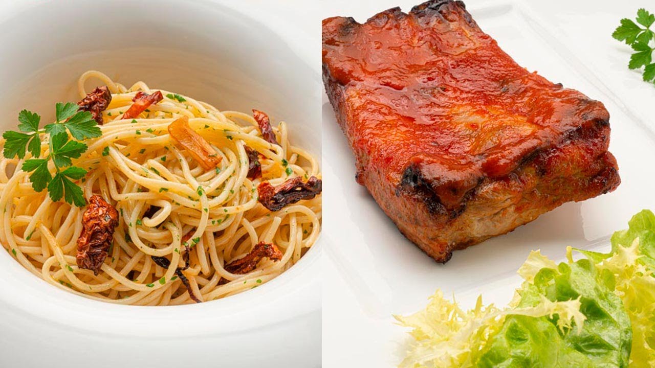 Espaguetis al ajillo - Costilla de cerdo asada - Cocina Abierta de Karlos Arguiñano