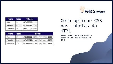 Aula 26 - Como aplicar CSS em tabelas do HTML