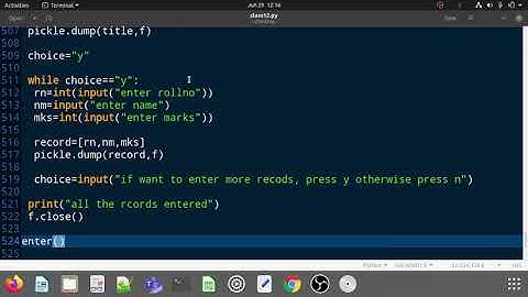 Binary file read/write and search in student records using pickle module