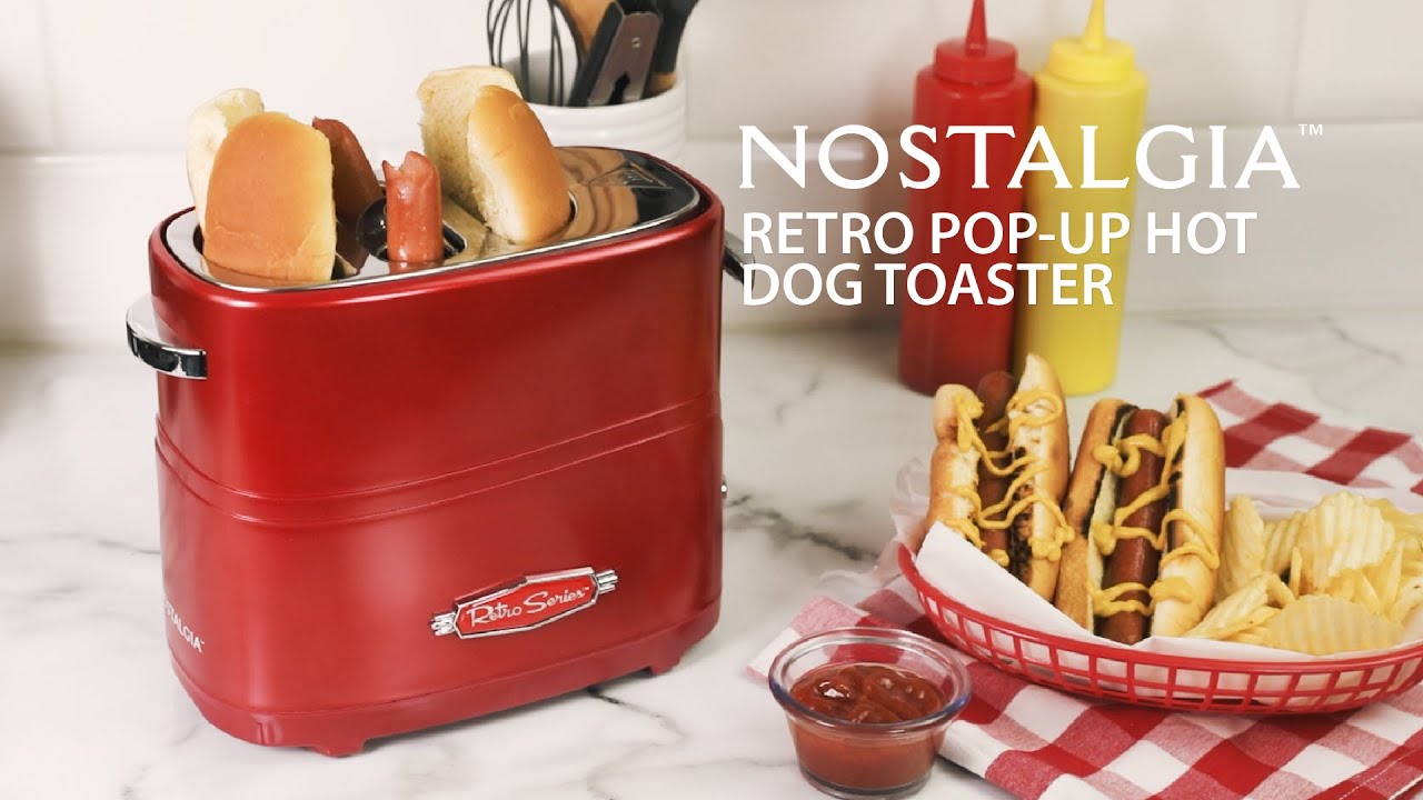 Nostalgia Retro Pop-Up Hot Dog Toaster, Red